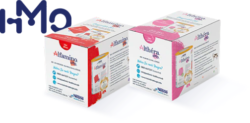 Alfamino and Althéra HMO hypoallergenic dairy-free formulas for children.